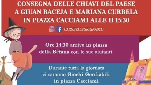 Grignasco, arriva la Befana e si apre il Carnevale 2026