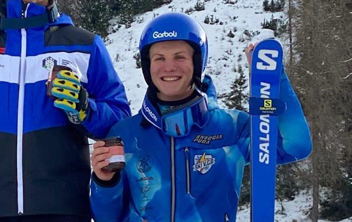 Andrea Schranz sul podio a Chiesa Valmalenco