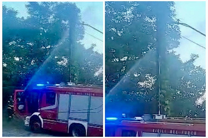 A fuoco linea elettrica dell'Enel, Cambiasca senza luce