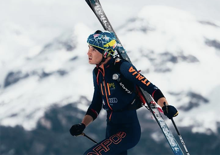 Oscar Tonietti al raduno con la squadra di sci alpinismo di Coppa del mondo