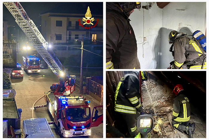 Incendio di un tetto di una palazzina di tre piani: 3 famiglie evacuate