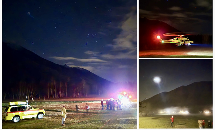 Prove di atterraggio notturno dell'elicottero del 118 in Vigezzo