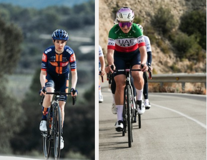 Elisa Longo Borghini e Francesca Barale al via delle Strade Bianche femminile