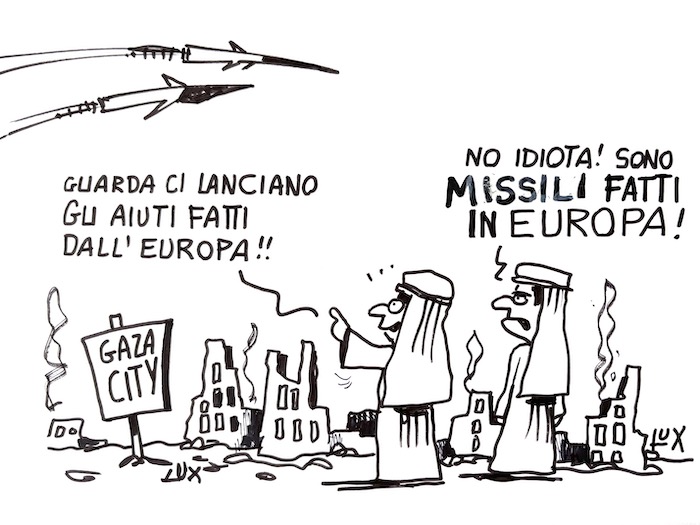 Così l'Europa aiuta Gaza. La vignetta dell'architetto Lux 