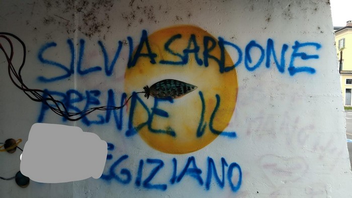 Imbrattato con insulti sessisti all'eurodeputata il murales del sottopasso di Intra